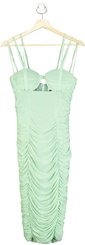 Club L Green Strappy Ruched Detail Midi Dress UK 8