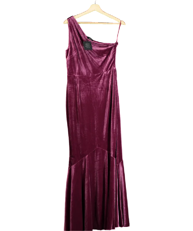 John Lewis Purple Velvet Asymmetric Fishtail Hem Dress UK 12