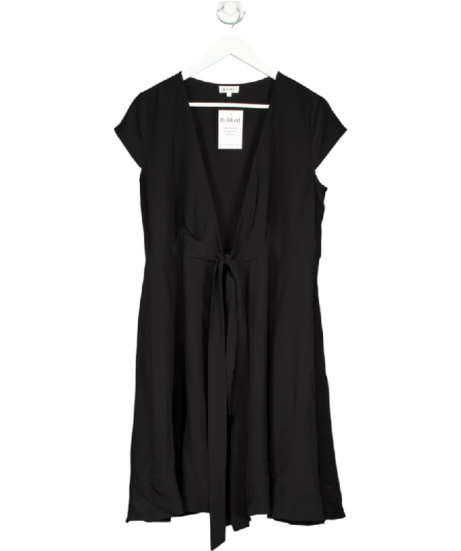 LilySilk Black Mulberry Silk Wrap Dress UK 8