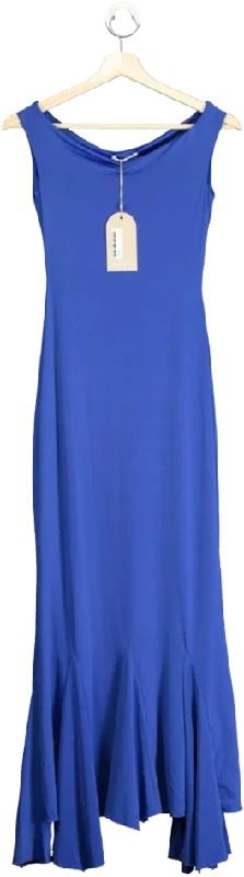 Meshki Blue Slinky Handkerchief Midi Dress UK XS