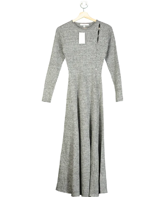 Michelle Keegan Grey Metallic Knitted Waistband Midaxi Dress UK 12