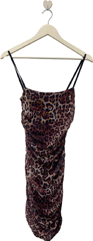 Nasty Gal Leopard Print Ruched Mini Dress UK S