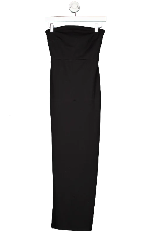 NBD Black Dream Gown Bandeau Midi Dress UK XS