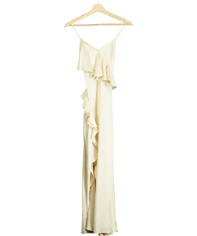 New Look Cream Ruffle Split-hem Strappy Midaxi Dress UK 6