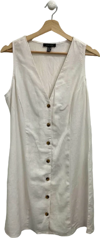 New Look White Button-Down Sleeveless Dress UK 12