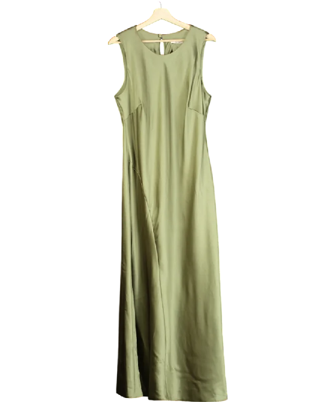 Tu Satin Green Short Sleeve Midaxi Shift Dress UK 18