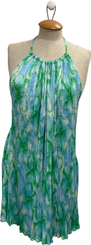 AsosBlue Green Halter Neck Pleated Dress UK XS