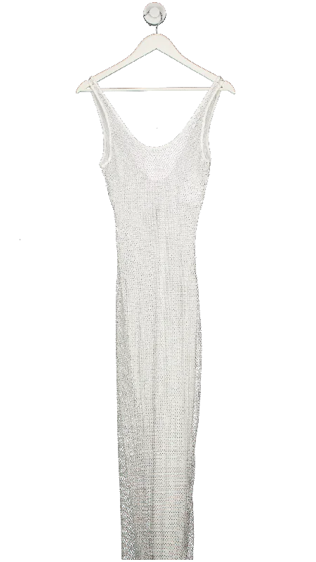 White Fox White See The Light Diamante Maxi Dress UK XS