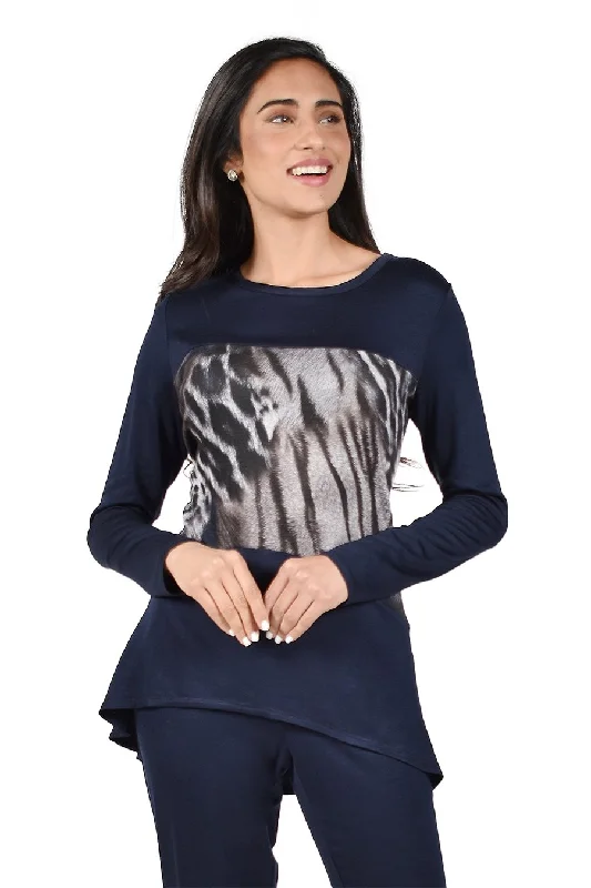 Grey Animal Print Navy Tunic