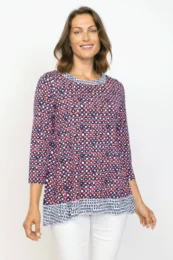 Habitat Sale, 55325 Pleat Back Dot Tunic, Melon 50% Off Regular Price