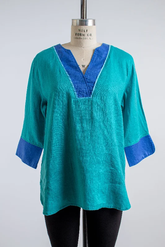 Aqua Contrast Trim Tunic