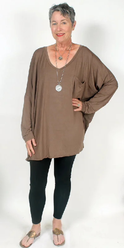 Oversize Mocha Tunic Top Dolman Sleeve Hippie Chic Resort Wear Sml-7x