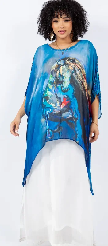 Horse Spirit Maven Reversible Oversize Pacifica Tunic Top  SML-6X+