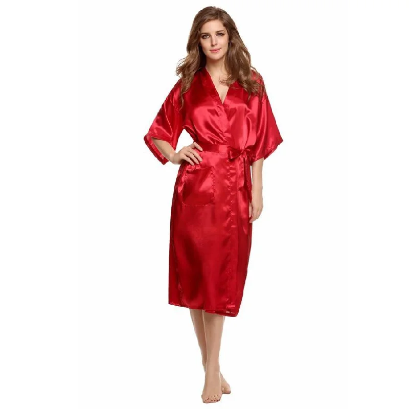 Red Plus Size Long Bride Bridesmaids Robe Sexy Lingerie Women's Wedding Party Kimono Robes Night Dress Woman Sleepwear Pajamas