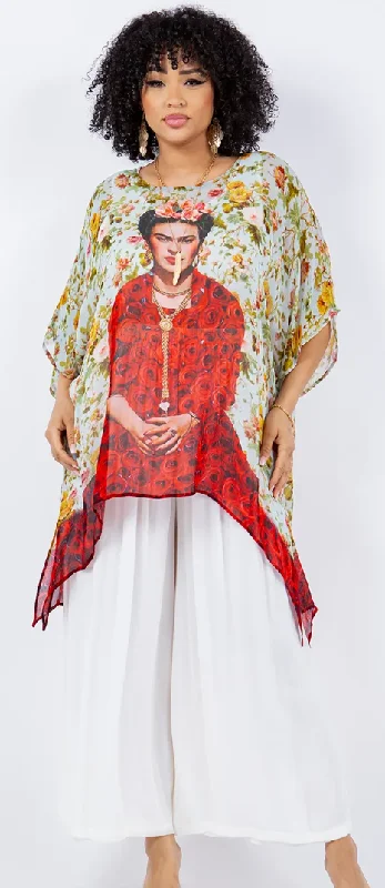 Sunheart Plus Frida Kahlo Oversize Tunic Top Lagenlook Boho Hippie Chic SML-6X+