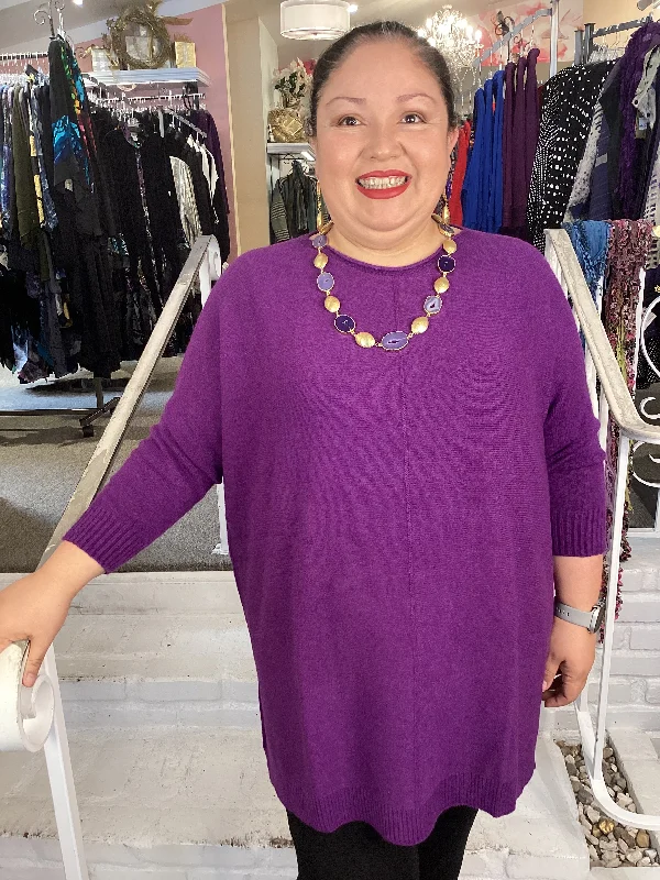 FRONT SEAM TUNIC SWEATR-PURPLE