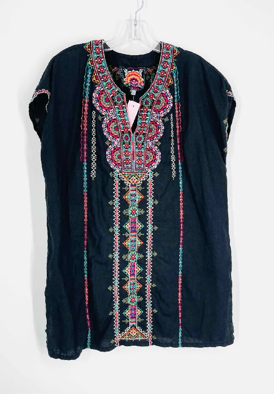 Johnny Was Size S Black/Multi Embroidered Linen Designer Tunic