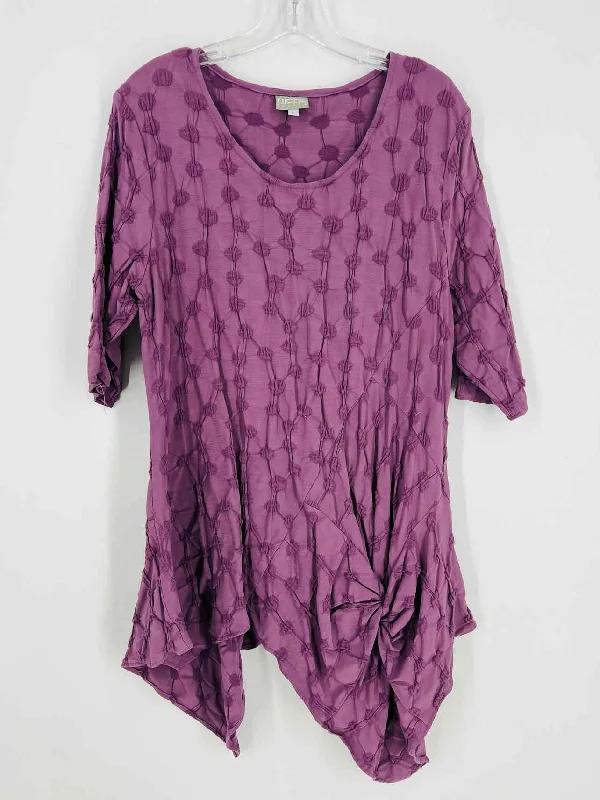 Size L Purple Polka Dot Gathered Tops Tunic